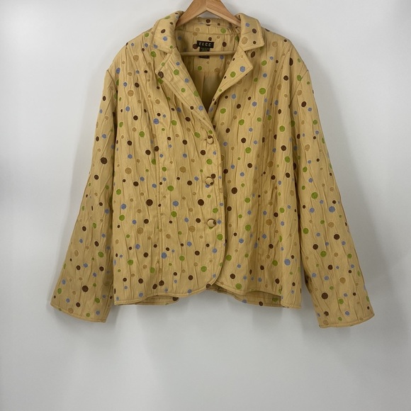 Boho elegant polka dot design artsy button front blazer jacket - Picture 5 of 14